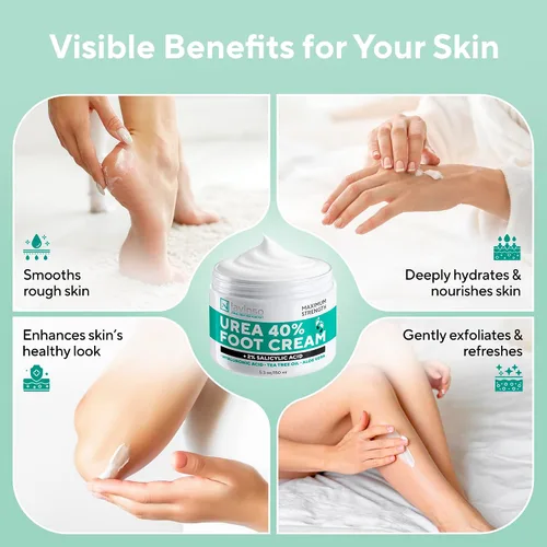 Vista 4 de Lavinso Crema de urea 40% y spray para el cuidado de los pies de atleta, crema hidratante para talones y callos agrietados secos más desodorante