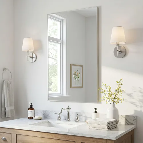 Vista 14 de LEDLUX Espejo de baño negro de 20 x 36 pulgadas, espejo sin cobre, espejo de tocador con marco de aleación de aluminio, espejo rectangular montado