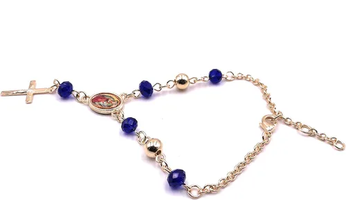 Vista 3 de Pulsera Rosario Pequeño Colgante Virgen de Guadalupe y Crucifijo