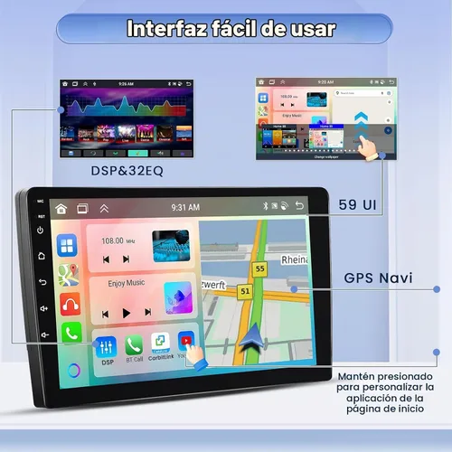 Vista 5 de 8 Core 4+64 GB 7 pulgadas Android 15 Doble DIN coche estéreo inalámbrico Carplay, pantalla táctil Android Auto receptor de radio de coche con 59UI