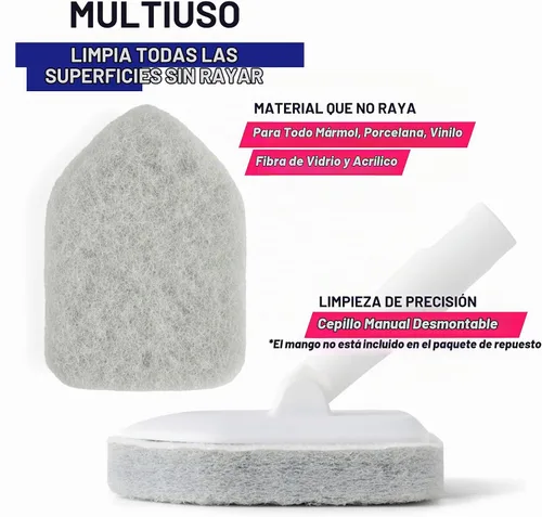 Vista 3 de Moku Home - Recambio de esponja de fregado para cepillo extensible de bañera y azulejos de Moku Home para limpieza sin arañazos