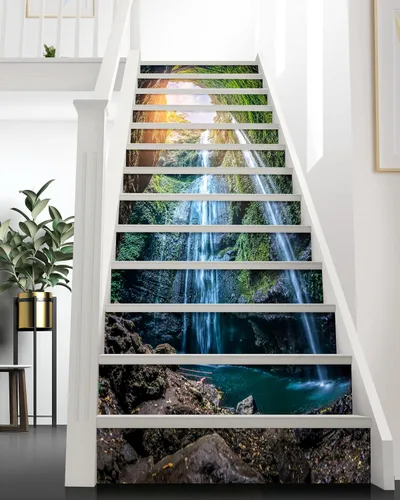 Vista 23 de FLFK Calcomanías para escaleras - Adhesivos para escaleras, Calcomanías autoadhesivas para escalones de Sunrise Coast, para decoración del hogar