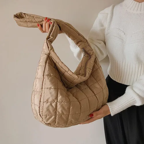 Vista 3 de Bolsas de mano acolchadas para mujer, ligeras, acolchadas, ligeras, de nailon, de algodón, acolchadas, grandes