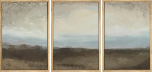 Vista 260 de wall26 Lienzo enmarcado para pared, juego de arte de acuarela pastel, paisaje rural, ilustraciones con formas abstractas, arte moderno, decorativo