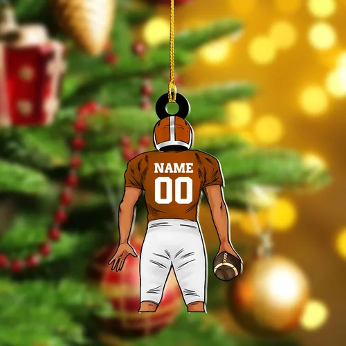 Vista 6 de Adornos de fútbol de Navidad personalizados, adornos de fútbol 2025 para árbol de Navidad, decoraciones navideñas acrílicas, adorno de jugador