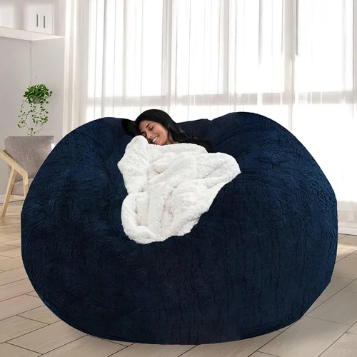 Vista 17 de Puf para adultos y niños sin relleno, sofá perezoso suave y redondo, funda de sofá de puf clásico, saco de amor para dormitorio, silla de lectura