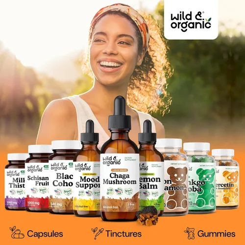 Vista 5 de Wild & Organic Tintura de hongos Chaga - Apoyo inmunológico con extracto líquido de hongo Chaga - Suplemento de gotas de inmunidad - Vegano, sin