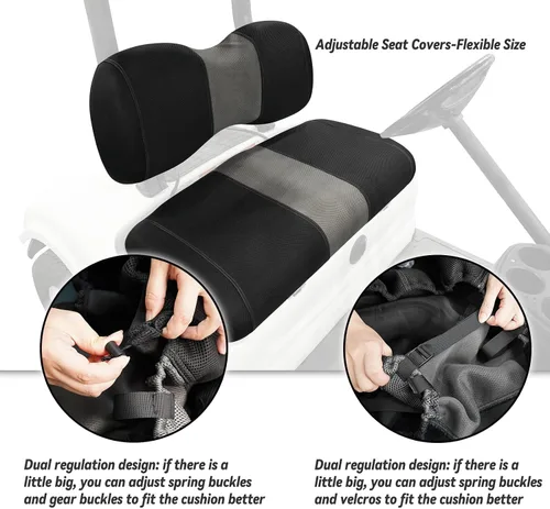 Vista 7 de Fundas de Asiento Delantero para Carrito de Golf Compatibles con Yamaha G29 Drive/Drive 2, Funda de Asiento Ajustable Lavable y Transpirable