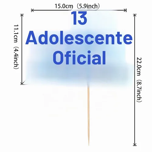 Vista 2 de 1 PCS Teen 13 Cake Topper Glitter 13th Birthday Cake Pick Decorations for Teen 13th Birthday Party Supplies Deep Blue Azul profundo