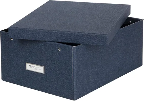 Vista 3 de Bigso Katia KD Caja de almacenamiento plegable con marco de etiqueta para una fácil identificación, montaje simple sin herramientas, cajas de Azul