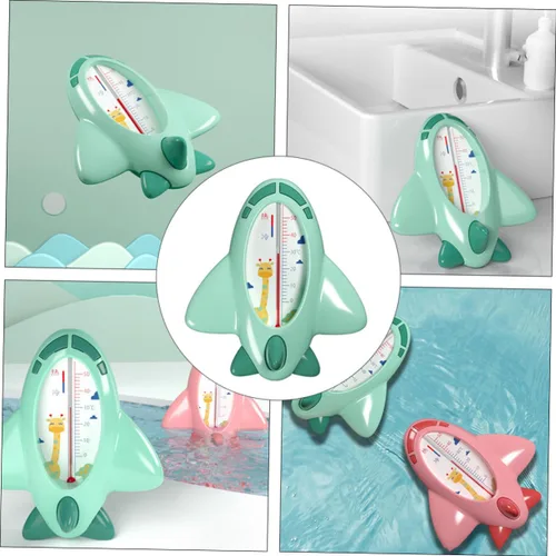 Vista 9 de Termómetro de baño en forma de avión de dibujos animados PP Material Monitor de temperatura del agua para bañera piscina y pecera seguro y suave