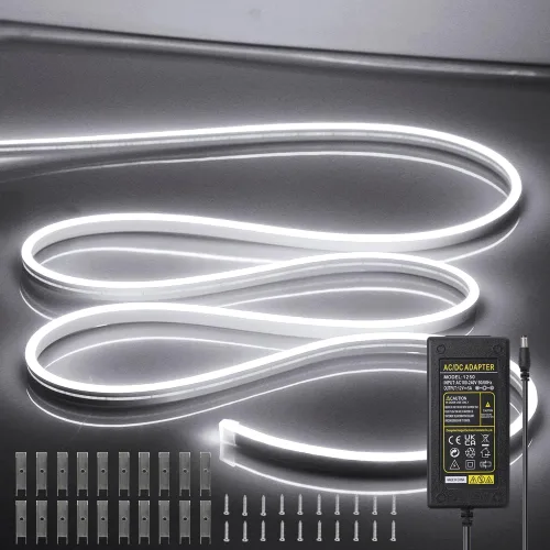 Vista 29 de Tiras de Luces LED de Neón Blancas de 12V - 16.4 Pies Flexibles Impermeables Cortables, Luces de Cuerda de Neón de Silicona Flexible para Cocina