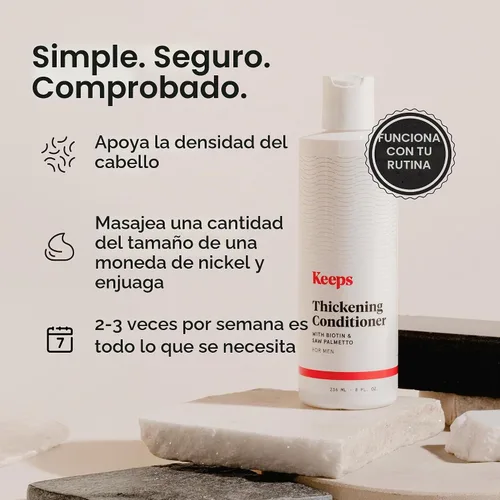 Vista 5 de Keeps Acondicionador para Pérdida de Cabello de Hombre con Biotina - Champú Anti-adelgazamiento y Crecimiento del Cabello para Hombres - Bloqueador