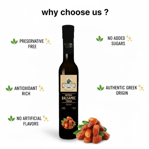 Vista 4 de Ellora Farms, Vinagre balsámico con infusión de jarabe de dátil, espeso, cremoso y envejecido en barrica, sin conservantes, botella de vidrio, 8.45