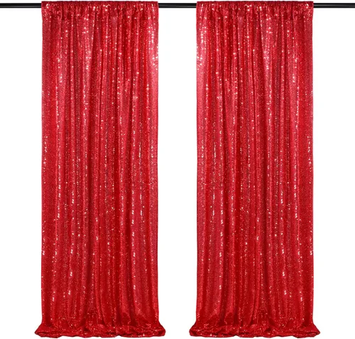 Vista 31 de 2 cortinas de 2 x 8 pies de lentejuelas con brillantina para marco de fotografía, para fiestas o fondos de fotografía
