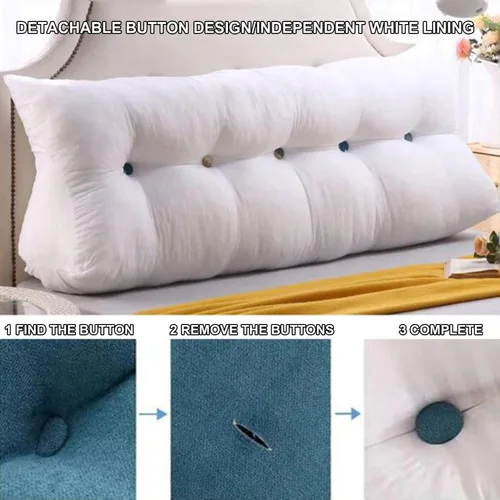 Vista 4 de Almohada triangular grande para cabecero, almohada de lectura en cuña para cama, respaldo de cabecero, cojín de apoyo de posicionamiento extraíble