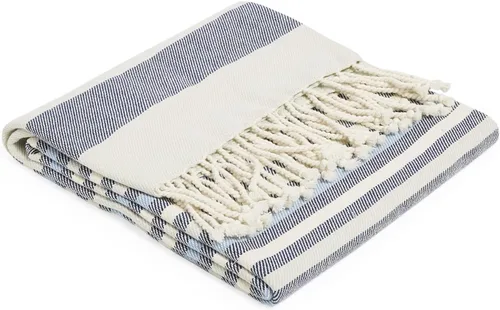 Vista 4 de Vera Bradley Manta de algodón reciclado para interiores y exteriores para mujer Seaside Stripe Navy - Algodón reciclado