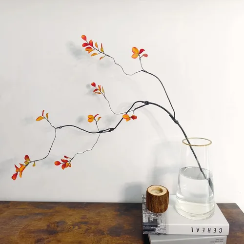 Vista 5 de 4 ramas de ficus artificiales de tallos de otoño, tallos de eucalipto sintético de 47.2 pulgadas, decoración de otoño, hojas falsas, decoración