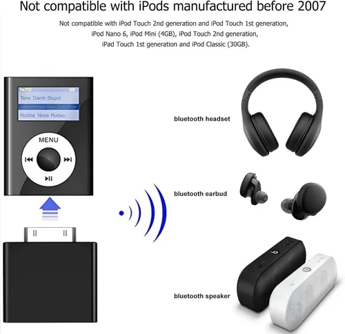 Vista 3 de Transmisor Bluetooth para iPod Classic, conector adaptador Bluetooth Plug and Play para iPod Classic 160gb, adaptador Bluetooth compatible con iPod