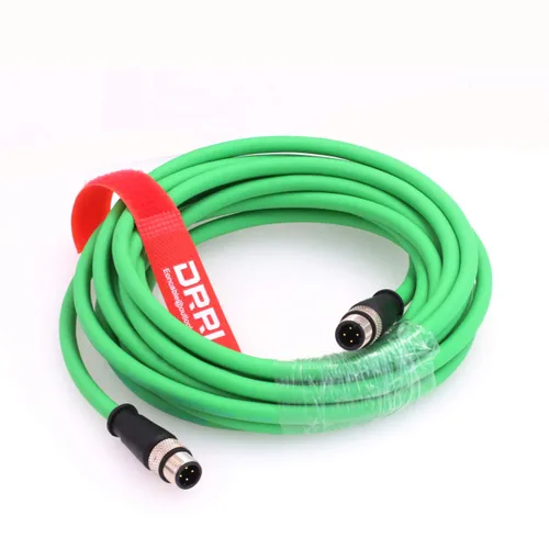 Vista 7 de M12 4Pin D-Code macho a D-Code Extensión macho Ethernet blindado Cat5 Cable para automatización industrial (1M, azul)
