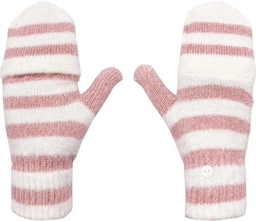 Vista 87 de Beurlike Guantes de invierno para mujer, de lana cálida, a prueba de viento, convertibles, sin dedos