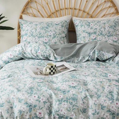 Vista 48 de HoneiLife Juegos de Fundas de Edredón Twin - Funda de Edredón Floral 100% Algodón, Juego de Ropa de Cama Transpirable de 2 Piezas con Cierre