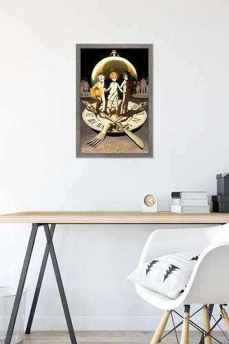 Vista 6 de Trends International The Promised Neverland - Póster de pared de grupo, 14.725 x 22.375 pulgadas, versión enmarcada de madera de granero Versión