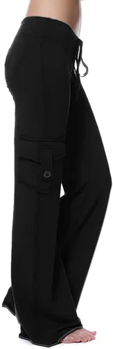 Vista 4 de Cargo Pants for Women Bootcut Yoga Pants Wide Leg Sweatpants Plus Size Workout Gym Trousers with Button Pockets
