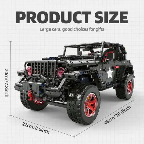 Vista 8 de RC Off-Road SUV Wrangler Black Warrior Building Kits, 1/8 Scale Truck Car