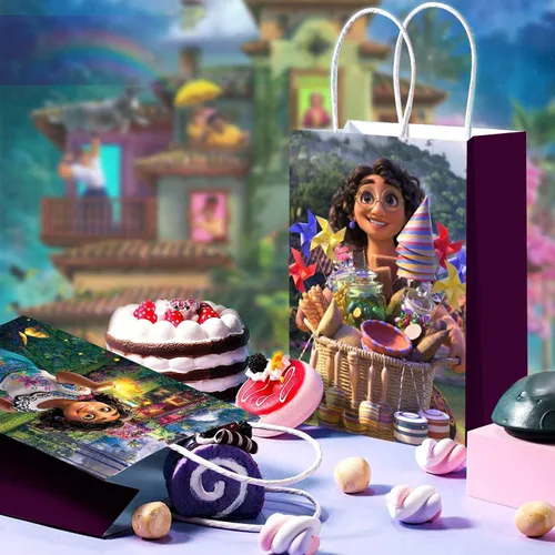 Vista 3 de Mukity 24 bolsas de regalo para fiestas de Encanto – Suministros de fiesta de película mágica, bolsas de dulces de Encanto, bolsas de mano y bolsas