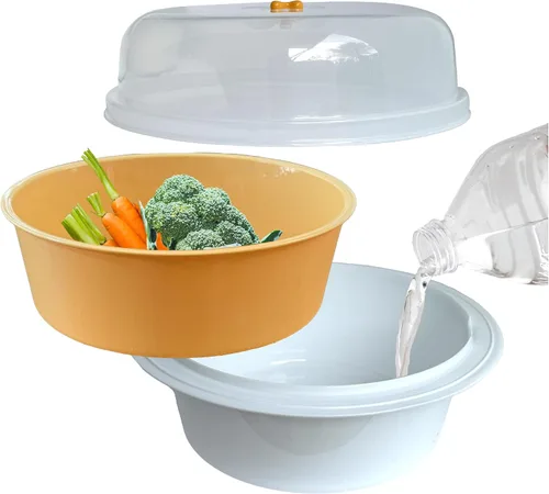 Vista 5 de Trenton Gifts Vaporizador de microondas para verduras - Vaporizador vegetal apto para microondas, ideal para cocinar verduras frescas. Sin BPA, apto