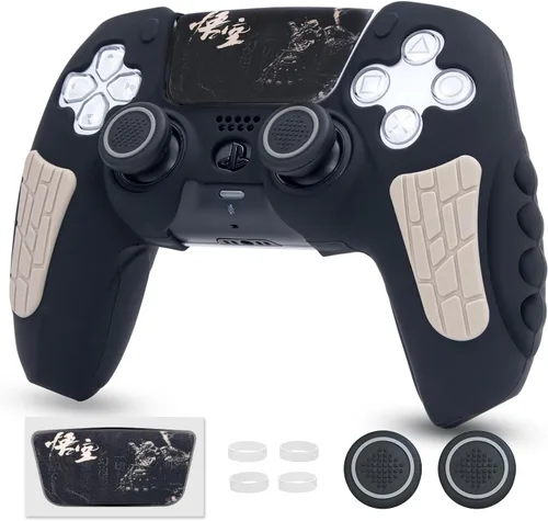Vista 9 de ECHZOVE Funda de silicona para controlador PS5 (azul) – Cubierta de controlador de PS5 duradera y antideslizante con accesorios personalizables