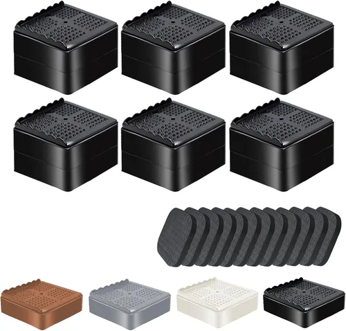 Vista 19 de shouwuhho Elevadores de muebles, paquete de 12 elevadores de cama con agarre antideslizante y soporte resistente, elevación de 1 pulgada, 2