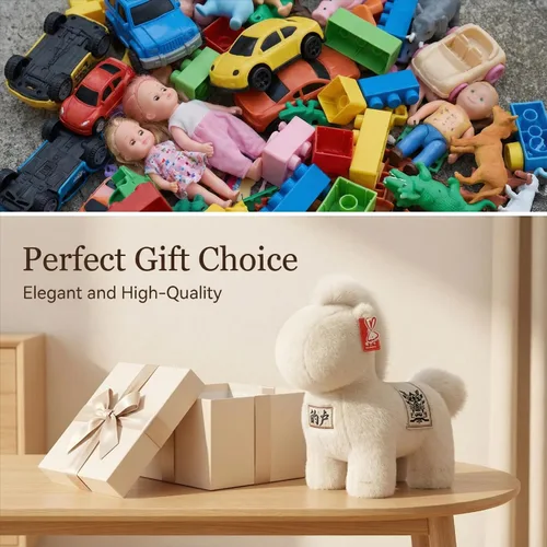 Vista 6 de Animales de peluche del Año del Caballo 2026 - Juguetes de peluche suaves de peluche, juguetes de mascota decoración del zodiaco, juguete suave