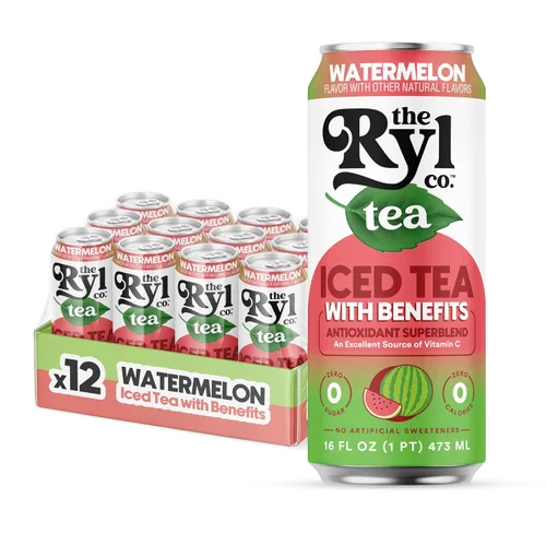 Vista 12 de Ryl Té Helado, Té Cítrico Verde, Súper Mezcla Antioxidante, Sin Azúcar, Bajo en Carbohidratos, Cero Calorías - 16.0 Fl Oz (Paquete de 12)