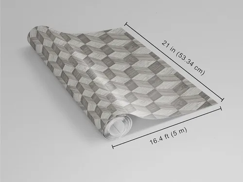 Vista 2 de CONCORD WALLCOVERINGS ™ DC119071 - Papel tapiz geométrico gris para despegar y pegar, extraíble, papel tapiz temporal, 21 pulgadas x 16.4 pies