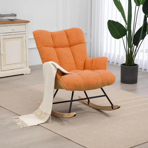 Vista 8 de Mecedora para guardería, silla deslizante para interiores, cómodas sillas de lactancia compactas para espacios pequeños, sala de estar, aula Negro