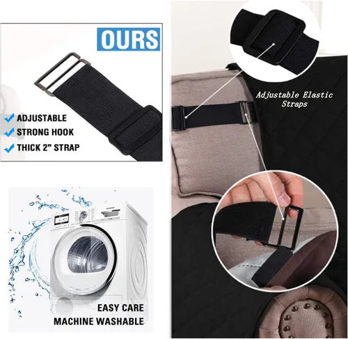 Vista 6 de Funda impermeable para sofá biplaza, protector de sofá acolchado para sofá de 2 asientos, protector de muebles antideslizante para perros y mascotas