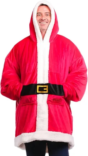 Vista 20 de THE COMFY Original - Manta de forro polar de microfibra con forro sherpa, diseño de gran tamaño con capucha y bolsillo de Shark Tank