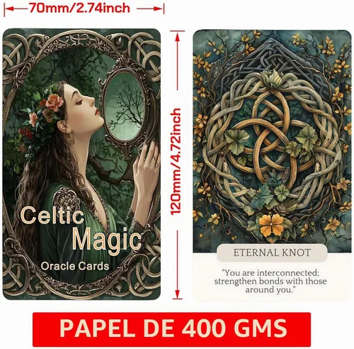 Vista 2 de Cartas de oráculo mágico celta, cartas de tarot, cartas Oracle para principiantes, afirmaciones holísticas Wicca, perfectas para crear un mazo