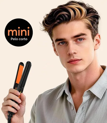 Vista 2 de Terviiix Mini plancha plana, plancha de pelo de 1/2 pulgada para hombres, naranja