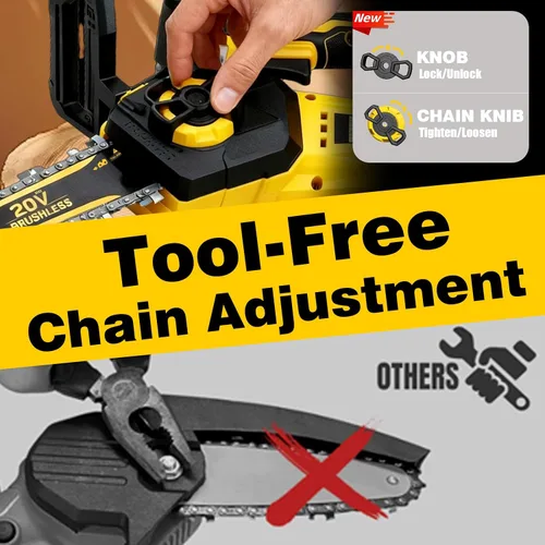Vista 4 de Motosierra inalámbrica de 8 pulgadas para batería Dewalt de 20 V MAX, motosierra eléctrica de poda sin escobillas con batería de 4.0 Ah, motosierra