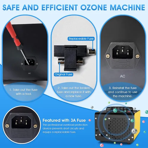 Vista 8 de JOBYNA Generador de ozono Agua Aire, 28,000 mg/h Modo de aire y 500 mg/h Modo de agua Purificador de aire de ozono, Máquina de ozono doméstico e