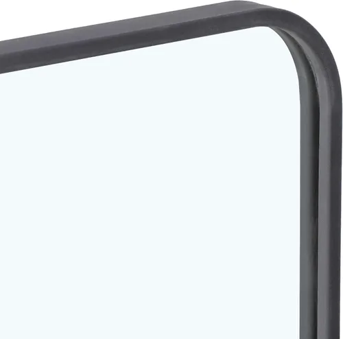 Vista 7 de HomGarden Espejo de baño cuadrado moderno de 24 x 36 pulgadas con marco de metal negro, esquina redonda, espejo montado en la pared para baño