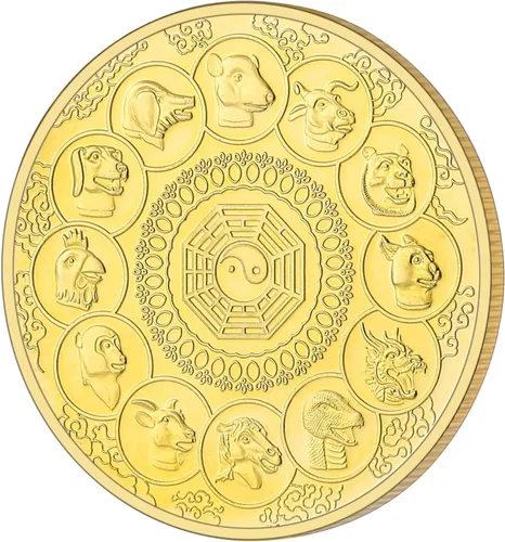 Vista 2 de Moneda de la suerte, dragón chino/moneda fénix, herramienta rascador de boletos, moneda de desafío para rascar boletos de lotería, zodiaco chino