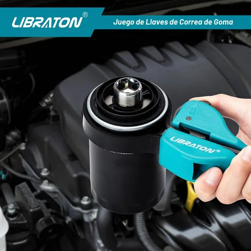 Vista 6 de LIBRATON Llave de correa 2 piezas Herramientas de llave ajustable multifuncional Filtro de aceite, abridor de frascos Heavy Duty Adjustable Strap