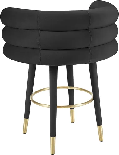 Vista 4 de Tov Furniture Betty - Taburete tapizado de terciopelo con patas de punta dorada (negro)