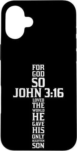 Vista 22 de iPhone 16 Cross John 3:16 Verso Biblia Dios Jesús Fe Cristiano Estuche de regalo