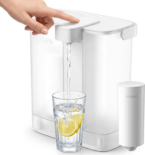 Vista 9 de Jarra de agua con filtro Philips +3 cartuchos de recambio Micro X-Clean, flujo rápido, color blanco, 2,6 litros, temporizador electrónico