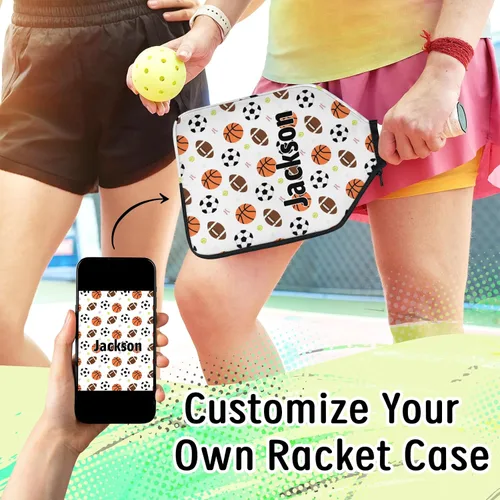 Vista 8 de Funda de paleta de pickleball personalizable, 1/2 paquetes de texto personalizado, nombre y foto, ajuste universal para hombres y mujeres